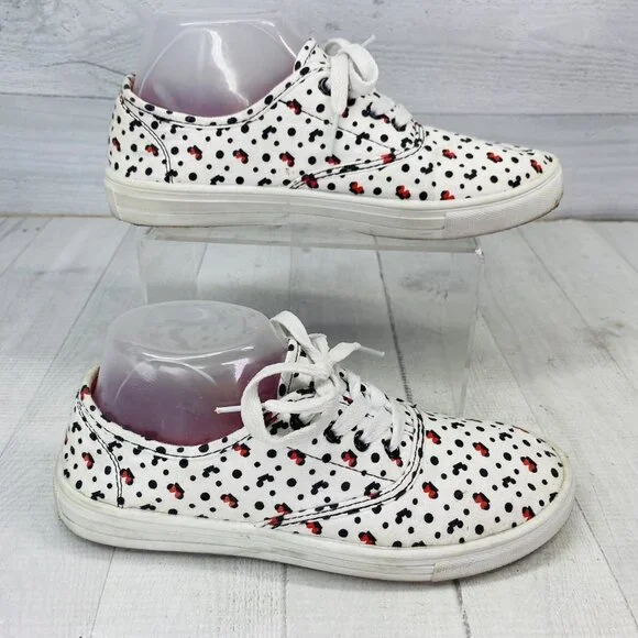 Disney Womens MINNIE MICKEY EARS Polka White Canvas Lace Up Tennis Shoes Size 7 - Picture 5 of 12